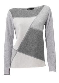 Heine, Damen U-Boot-Pullover, Hellgrau / Dunkelgrau