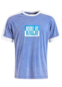 Khujo, Herren T-Shirt 'MERLIN', Rauchblau / Weiß