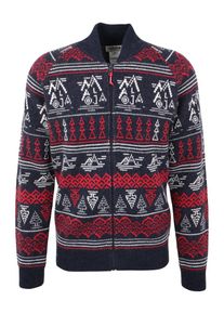 maloja, Herren Pullover 'DuengM.', Dunkelblau / Hellrot / Weiß