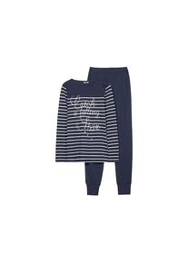 Esprit Bodywear, Damen Schlafanzug 'Eva Cas', Blau / Wei&szlig;