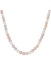 Valero Pearls, Damen Süßwasserperlenkette, Grau / Apricot / Silber / Naturweiß