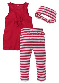 Colors For Life, Mädchen Kleid, Leggings & Haarband (Set, 3-tlg.), Rot / Weiß