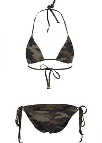 Urban Classics, Damen Bikini 'Ladies Camo', Dunkelbeige / Braun / Dunkelbraun / Schwarz