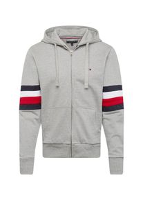 Tommy Hilfiger, Herren Sweatjacke 'RELAXD PIECED HOODED ZIP THROUGH', Navy / Graumeliert / Rot / Weiß