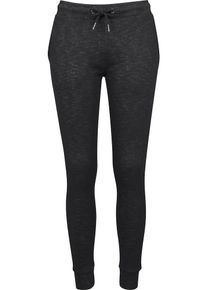 Urban Classics, Damen Jogpants 'Space Dye Terry', Schwarz / Weiß