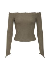 NA-KD, Damen Shirt 'Off Shoulder Light Knit Top', Khaki