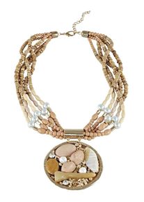 Heine, Damen Collier, Hellbraun / Gold / Naturweiß