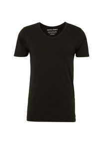 Jack & Jones JACK & JONES, Herren T-Shirt 'BASIC V-NECK TEE S/S NOOS', Schwarz