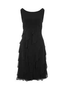 Swing, Damen Kleid mit Volants aus Chiffon, Schwarz