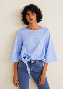 Mango, Damen Bluse 'Pug-H', Hellblau / Weiß