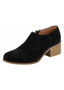 Heine, Damen Stiefelette aus Veloursleder, Schwarz