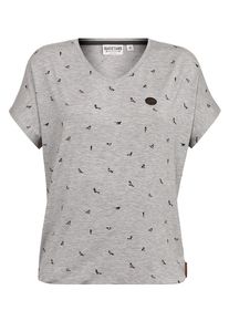 Naketano, Damen Shortsleeve 'Tante Emma Fladen', Grau / Rot / Schwarz