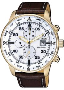 Citizen, Herren Chronograph 'CA0693-12A', Dunkelbraun / Gold / Wei&szlig;
