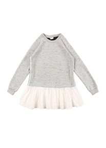 name it, Mädchen Sweatshirt-Kleid 'NKFLUMIA BRU', Graumeliert / Naturweiß