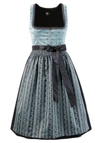 Turi Landhaus, Damen Dirndl midi mit Carré-Ausschnitt, Hellblau / Dunkelblau