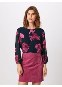 Object, Damen Bluse 'OBJMARQUITA L/S', Dunkelblau / Pink