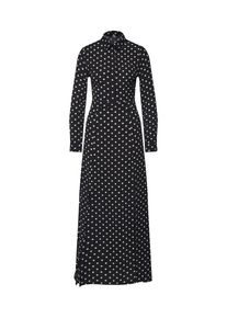 Missguided, Damen Kleid 'Polka Dot Front Split Long Sleeve Maxi Dress Black', Schwarz / Weiß