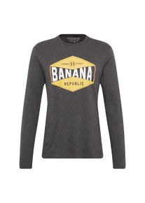 Banana Republic, Herren Shirt 'LS 55 LOGO CREW', Gelb / Dunkelgrau