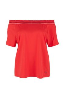 TRIANGLE, Damen Off Shoulder-Shirt mit Stitchings, Neonrot
