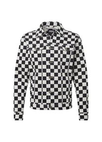 Urban Classics, Herren Jacke 'Check Twill Jacket', Schwarz / Weiß