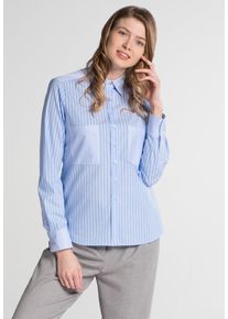 Eterna, Damen Bluse, Hellblau / Weiß