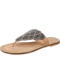 Bullboxer, Damen Zehentrenner, Hellbeige / Dunkelblau