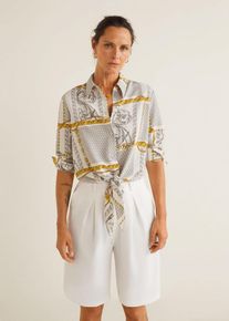 Mango, Damen Hemd 'Tili', Gold / Grau / Weiß