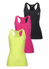 H.I.S. H.I.S, Damen Tanktop (Packung, 3 St&uuml;ck), Zitrone / Pink / Schwarz