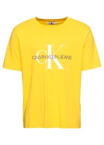 Calvin Klein Jeans, Herren T-Shirt 'MONOGRAM EMBRO W/O BOX REG', Gelb / Silbergrau / Weiß