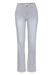 MAC, Damen Jeans 'Melanie Stripe', Taubenblau / Weiß