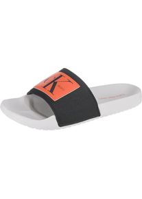 Calvin Klein Jeans, Herren Pantoletten, Orangerot / Schwarz / Weiß