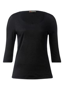 Street One, Damen Schmales Basic Shirt 'Pania', Schwarz