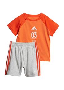 adidas Performance, T-Shirt + Shorts, Graumeliert / Orange / Wei&szlig;