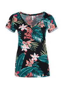 Q/S Designed By, Damen T-Shirt, Gr&uuml;n / Pink / Rosa / Schwarz