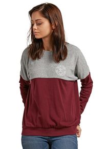 Volcom, Damen Sweatshirt, Graumeliert / Burgunder