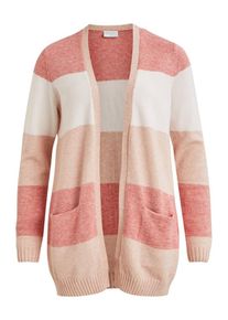 Vila, Damen Strickjacke, Pink / Rosa / Wei&szlig;