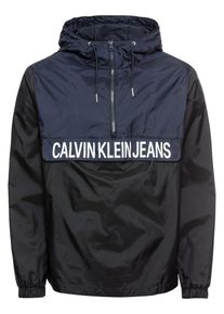 Calvin Klein Jeans, Herren Jacke 'COLOR BLOCK NYLON POPOVER', Schwarz / Weiß