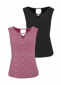 Lascana, Damen Top, Eosin / Schwarz / Weiß