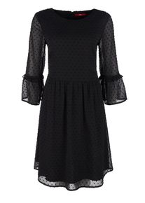 s.Oliver RED LABEL, Damen Plumetis-Kleid, Schwarz