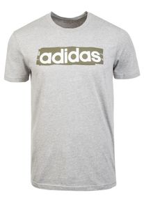 adidas Performance, Herren T-Shirt 'Linear Brush', Graumeliert / Khaki / Wei&szlig;