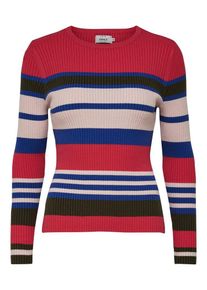 Only, Damen Pullover, Dunkelblau / Pastellpink / Feuerrot / Schwarz