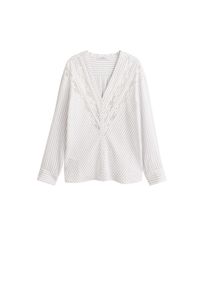 Violeta by Mango, Damen Bluse 'Inter', Himmelblau / Weiß