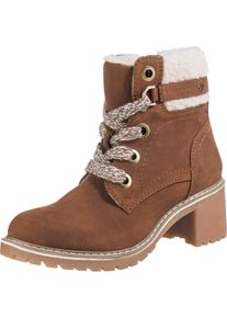 Tom Tailor, Damen Winterstiefeletten, Braun / Wollwei&szlig;