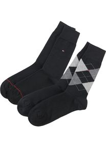 Tommy Hilfiger, Herren Socken, Hellgrau / Graumeliert / Rot / Schwarz