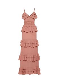 boohoo, Damen Maxikleid 'Darcey Crochet', Altrosa