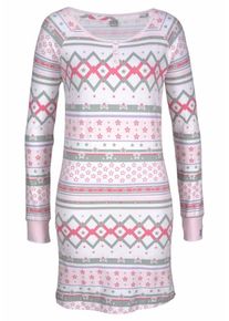 Bench, Damen Nachthemd, Grau / Rosa / Wollwei&szlig;