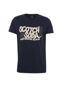 Scotch & Soda SCOTCH & SODA, Herren T-Shirt 'Ams Blauw simple graphic tee', Dunkelblau / Wei&szlig;