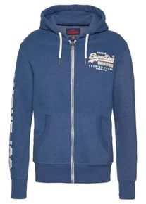 Superdry, Herren Sweatjacke, Blue Denim / Wei&szlig;