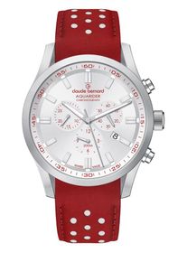 Claude Bernard, Herren Chronograph '10222 3C AINRO', Feuerrot / Silber / Wei&szlig;