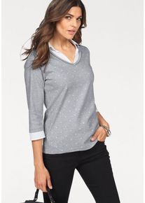 Boysen's BOYSEN'S, Damen 2-in-1-Shirt, Hellgrau / Wei&szlig;